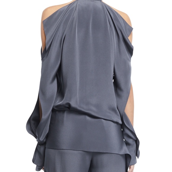 ROLAND MOURET Haynes Cold shoulder Long Sleeve 100% Silk Blouse. - Picture 4 of 17